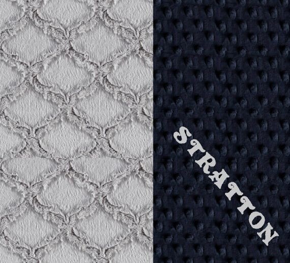 Crib Blanket / 42 x 55 Minky Boy Baby Blanket, Personalized Baby Blanket // Silver Lattice & Navy // Silver Baby Blanket
