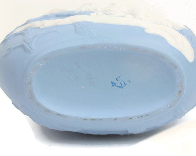 Blue and White Eagle Design Ceramic Vase Vintage