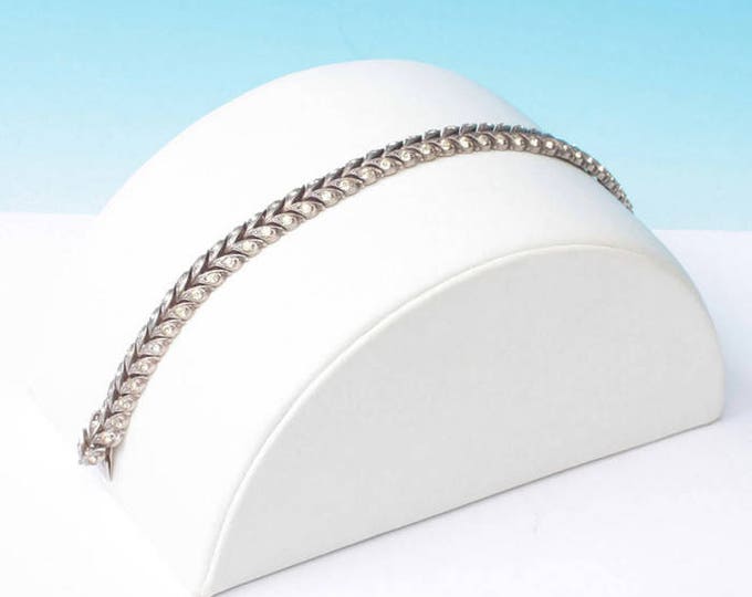 Crystal Rhinestone Sterling Link Bracelet Elegant Wedding Gift Vintage