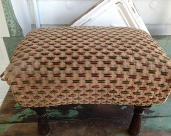 Vintage Velvet Padded Top Foot Stool Ottoman