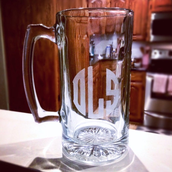 Extra Large Pint Glass Mug Custom Beer Mug Hand Etched