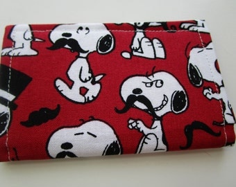 Snoopy with Mustache, Peanuts, Snoopy Wallet, Credit Card Wallet, Business Card Wallet, Gift Card Holder, small wallet, snoopy poses