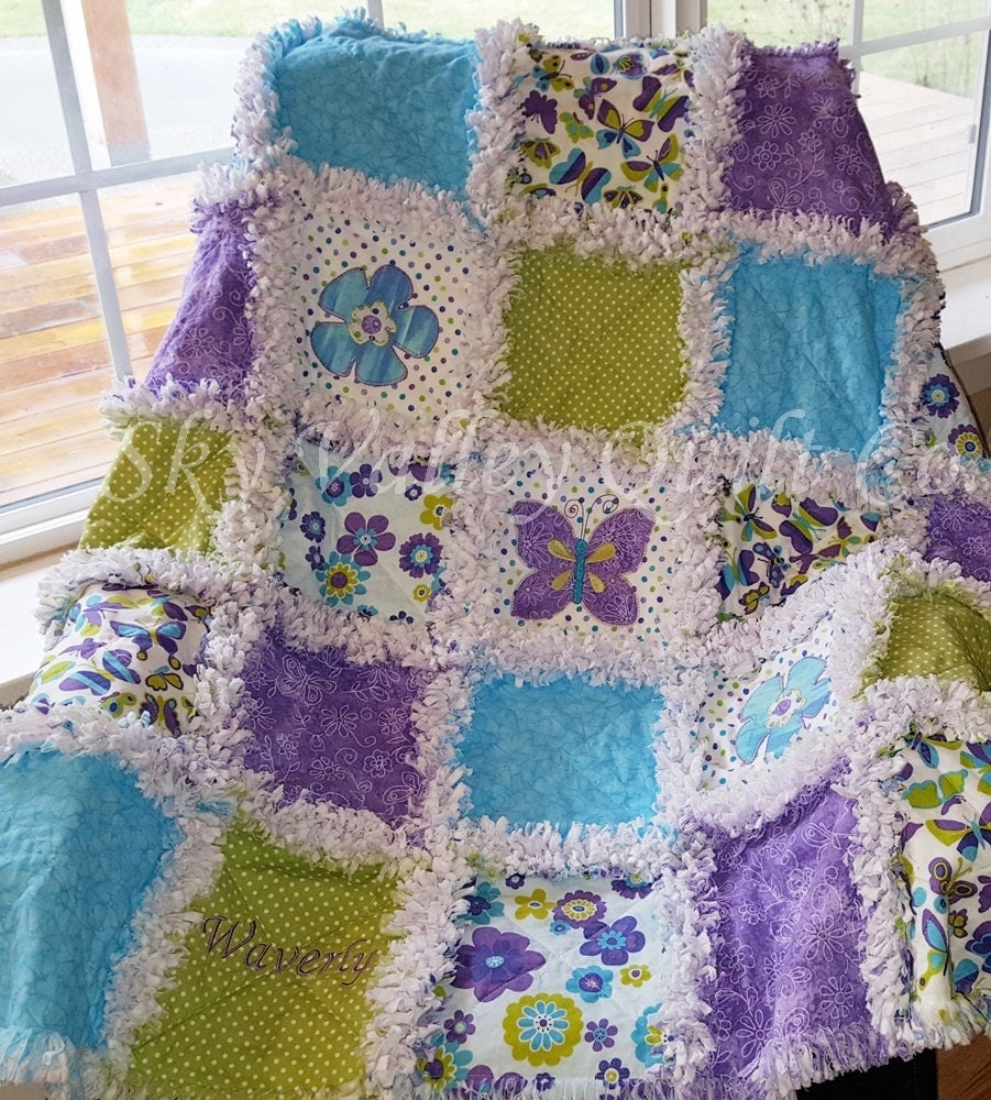 Precut rag quilt KIT or Layer Cake Beautiful turquoise and