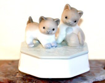 Otagiri Music Box Music Box Vintage Otagiri Cat Memory Kittens Otagari Japan Music Box Cats