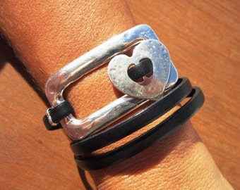 wrap bracelet, heart bracelet, heart jewelry, womens bracelets, silver bracelet, leather bracelet, beaded Bracelets, charm Bracelets