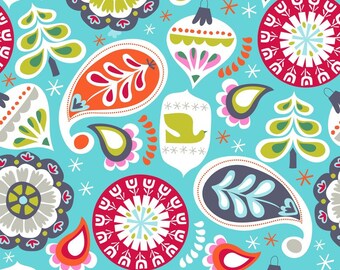 Treelicious - Holiday Baubles in Blue - 1 yard - Blend Fabrics