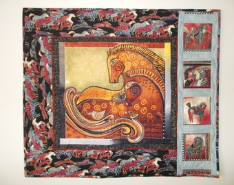 Horses Quilted Wall Hanging/Laurel Burch Fabric