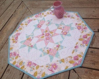 Spring Promenade 26 inch quilted table octagon in pastels