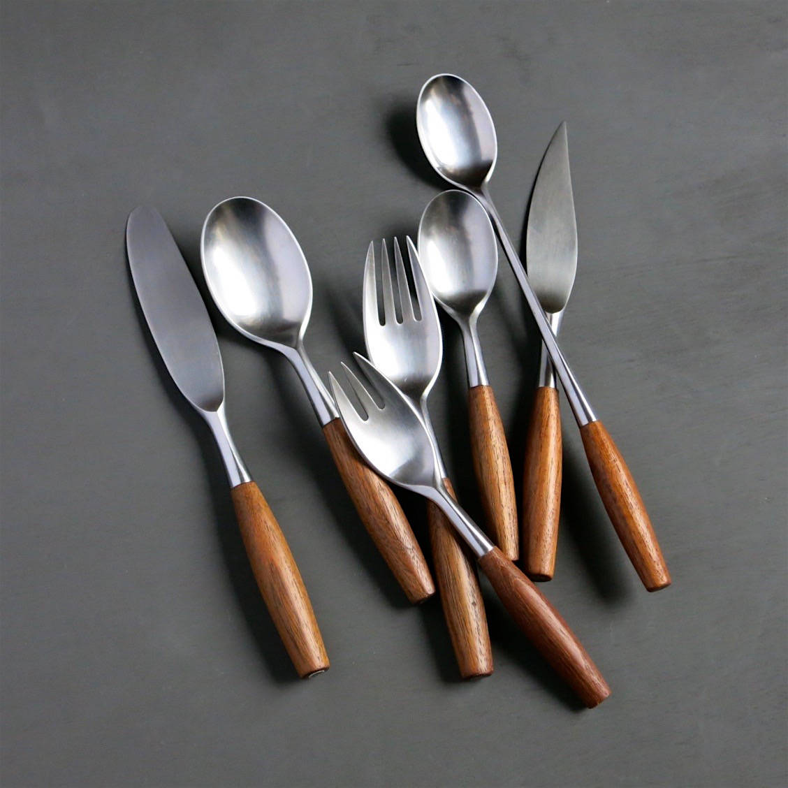 Vintage Dansk Fjord Flatware Service for 6 Teak Wood Handle