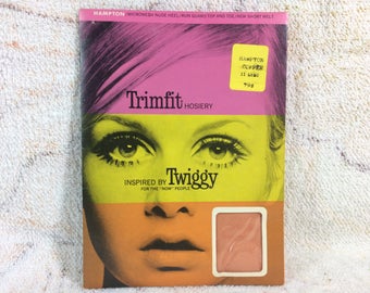 Vintage 60s Trimfit Nylon Pantyhose Hosiery Inspired by Twiggy Hampton Copper Orange Size 11 Long from 1967 Mod