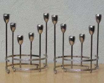Modular Chrome Candelabra Centerpiece Candle-Holder