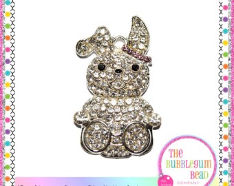 45mm EASTER BUNNY RABBIT Rhinestone Bubblegum Necklace Pendant, Gumball Necklace Pendant, Chunky Necklace Pendant, The Bubblegum Bead Co.
