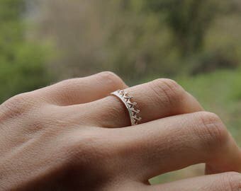 Crown ring in sterling silver , made to order