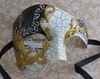 Phantom Mask, Masquerade Mask, Mens Mask, Gold Mask, Mask For Man, Phantom Of The Opera, Italian Mask, Half Mask, Male Mask, Mardi Gras Mask