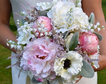 Silk Peony Wedding Bouquet, Wedding Bouquet, Blush Pink Peony Bridal Bouquet, Silk Peony Wedding Bouquet, Bridal Bouquet, EADEN GARDENS.