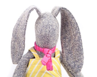 Easter Bunny , rabbit fabric doll , stuffed rabbit doll , knitted silk rabbit doll , rabbit rag doll , plush bunny , fabric toy , Girl gift