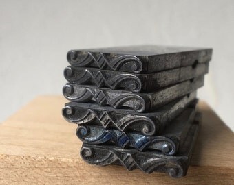 Six Pieces Letterpress Border Scroll for Printing and Stamping