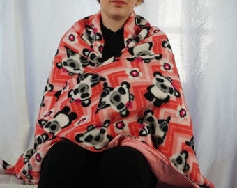 Panda bears fleece blanket, throw blanket, lap blanket
