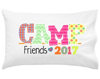 Camp Friends Girl Camp Pillowcase | Autograph Summer Camp Pillowcase | Sleepaway Camp Pillow Cover | Camp Pillow