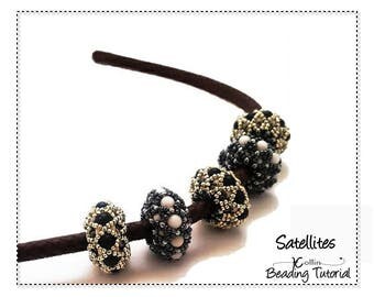 Beading Pattern spacer beads donut shaped beaded slide on beads beadweaving Instructions DIY beaded Jewelry Tutorial PDF Download SATELLITES