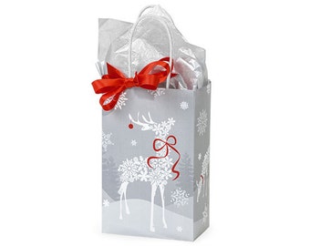 12 Small Bags, Christmas Snowflake Paper Gift Bags, Snowflake Gift Bags . 5-1/4"x3-1/2"x8-1/4"