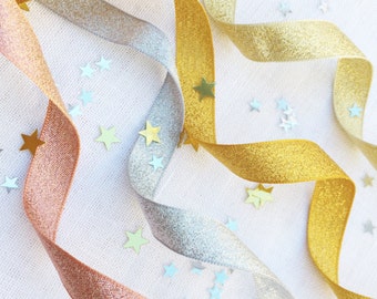 Metallic Ribbon Collection. Silver, gold, bronze, rose gold ribbon. lame ribbon. 15mm craft ribbon