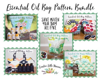 Essential Oil Case, Essential Oil Bag Patterns, Padded Oil Storage, PDF Patterns 5 Pattern Bundle for Essential Oil Bags *Permission to Sell