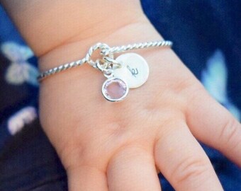 Charmed Baby Bracelet • Hand Stamped Mom and Daughter Matching Birthstone Bracelet Set • Gold Filled Sterling Silver • Newborn Jewelry Gift