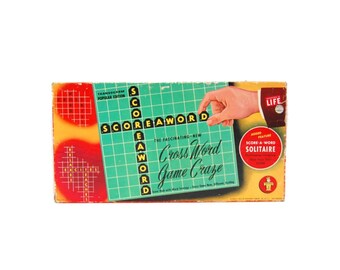 1953 Score A Word Cross Word Game Transogram Scrabble Knockoff Brain Games Anagrams Tiles 50s Vintage Game Crossword Puzzle Logophiles Unite