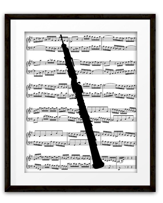 Oboe Silhouette Music Art Print Symphony Orchestra Marching
