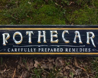 Custom Apothecary Wood Sign - Handmade Wooden Decor