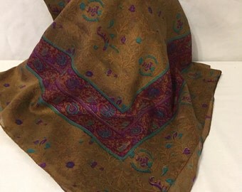 Beautiful Floral Scarf Made In Italy