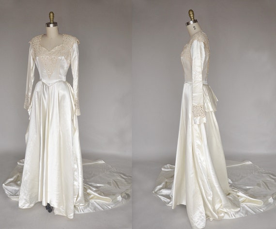 Lucille wedding gown vintage 40s liquid satin ivory wedding