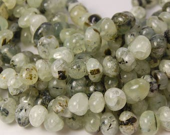Prehnite Nugget beads in Misty Green- 15.5 inch strand