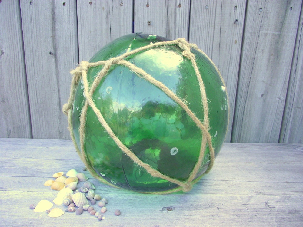 HUGE Japanese Fishing Ball Float Glass Buoy Nautical Fish
