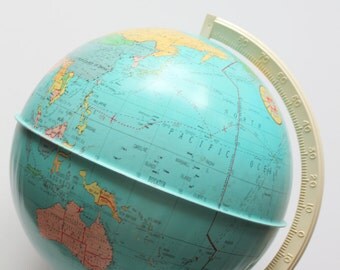 Vintage Ohio Art 9"  Metal Globe 1960s