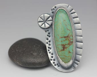 Turquoise Ring, Sterling Silver Ring, Turquoise & Silver Ring, Boho Unisex Ring, Mother's Day, Size 6 1/2