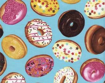 END OF BOLT - 9" X 44" - Tossed Donuts on Aqua from Timeless Treasures