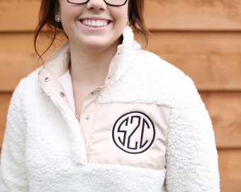 Monogram Sherpa Pullover
