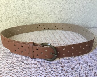 Belt, Vintage Brown Belt, 37 Inch Woman's Belt, Ladies Brown Belt