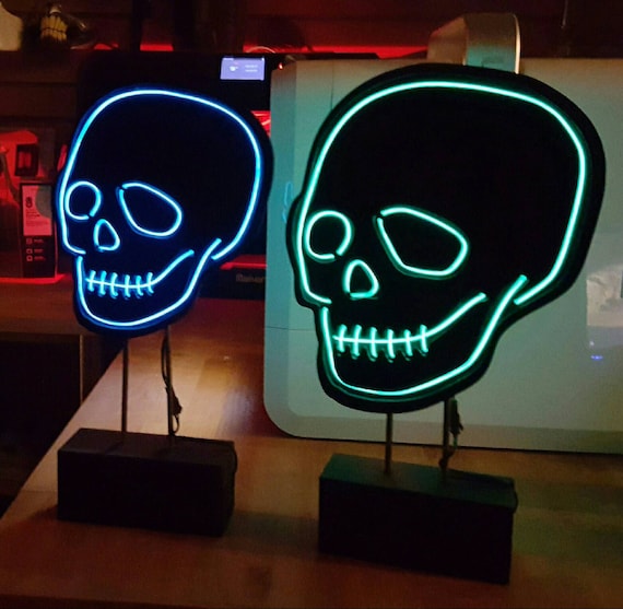 3D Printed Skull Faux Neon Sign EL Wire Decor by 3DCentral ...