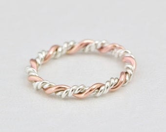 Braided Ring, Rose Gold Twist Ring, Stacking Ring, Gold Stack Ring, Rose Gold Ring, Twisted Ring, Stacked Rings, Thumb Ring,