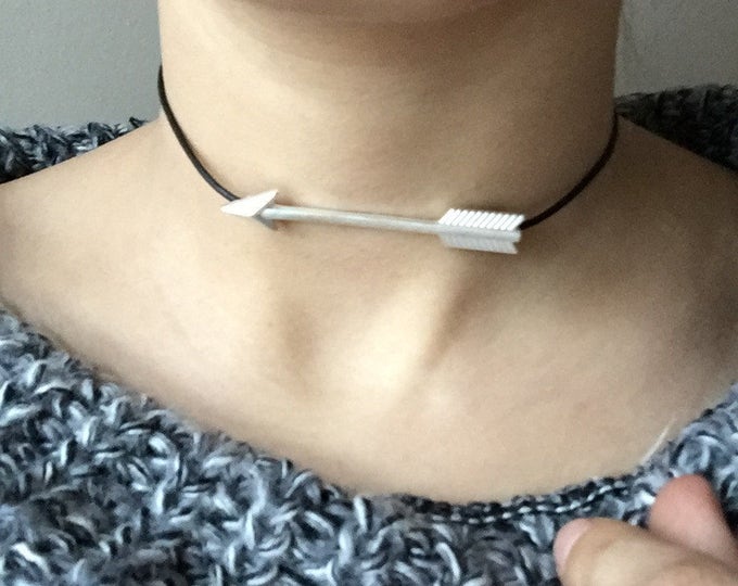 Arrow choker, Silver Arrow Choker, Arrow necklace, Choker necklace, Choker for women, Necklace for women, leather choker, leather necklace