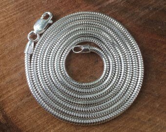 24" Silver Chain - Sterling Silver Chain - Silver Snake Chain - Unseamed Snake Chain - 2mm Chain - Long Silver Chain - Sweet Water Silver