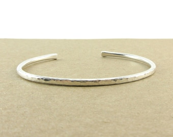 Argentium Silver Hammered Bracelet, Sterling Silver Bracelet, Recycled Silver Cuff, Bangle Bracelet, Hand Forged Bracelet, Gift for Her