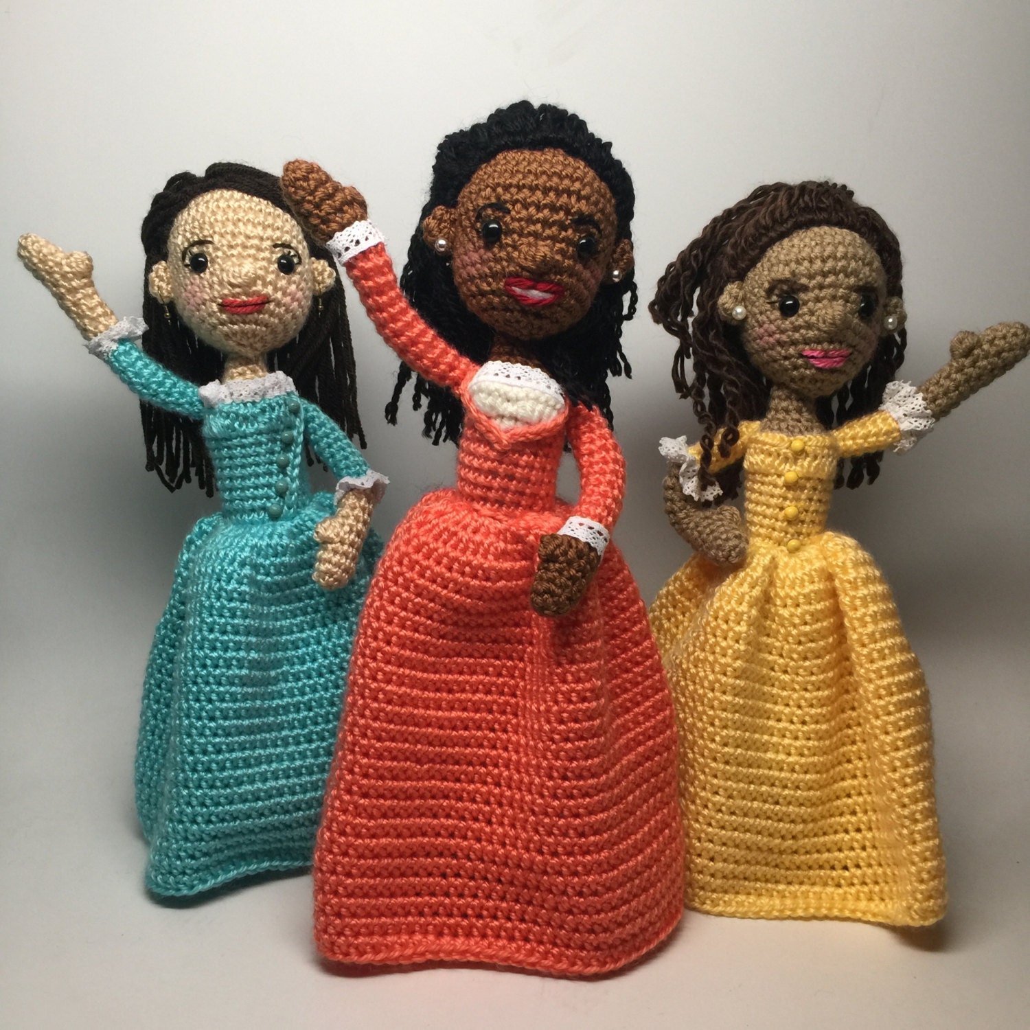 Schuyler Sisters Hamilton Musical Amigurumi Crochet dolls