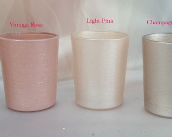 1 per Sampler / Rose Gold Glass Votive Candle Holders for Weddings and Parties, Glitter , Wedding decor, Neutral Colors, Mix n match