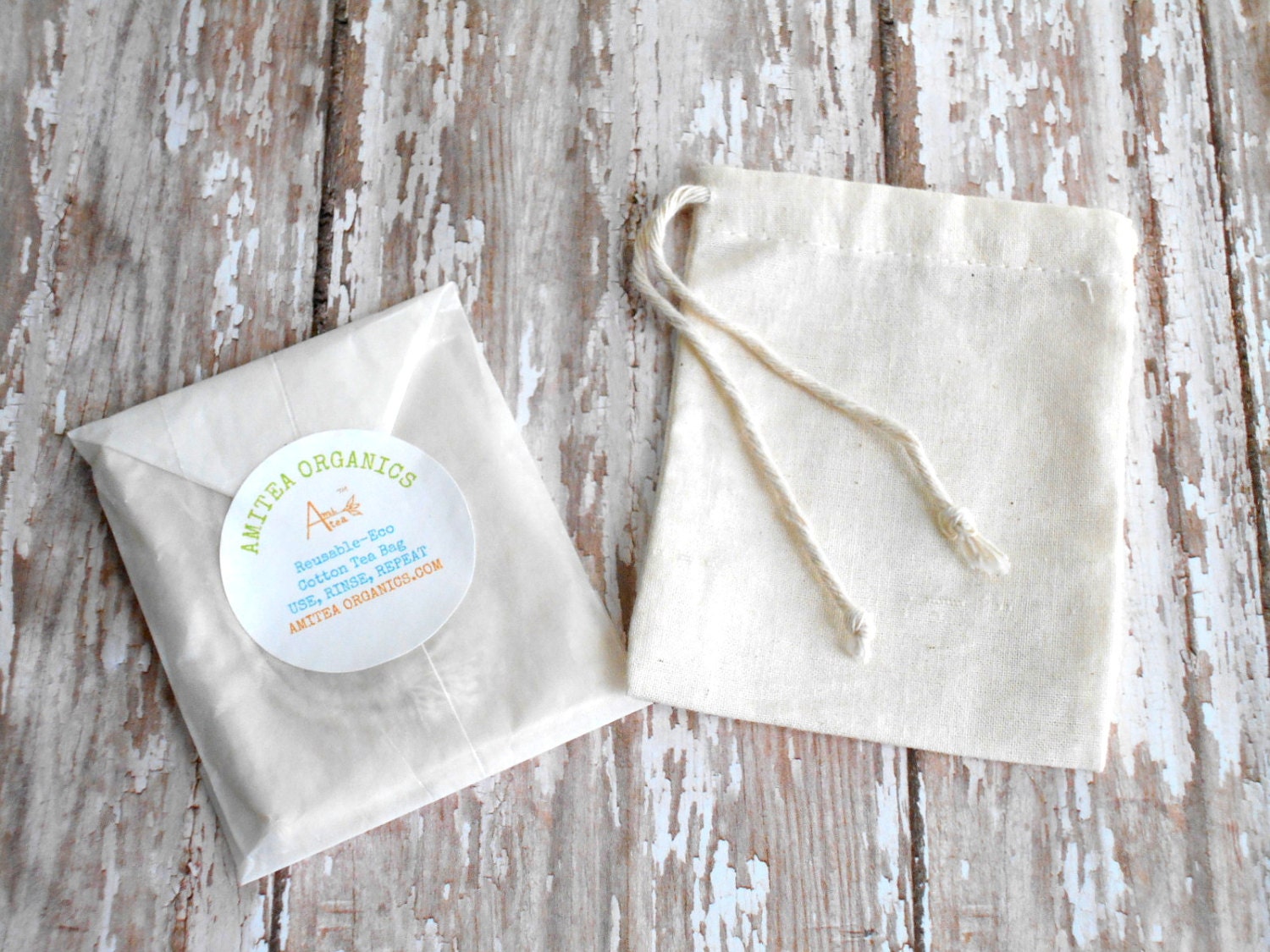 Reausable Cotton Muslin Tea Bags / Unbleached by