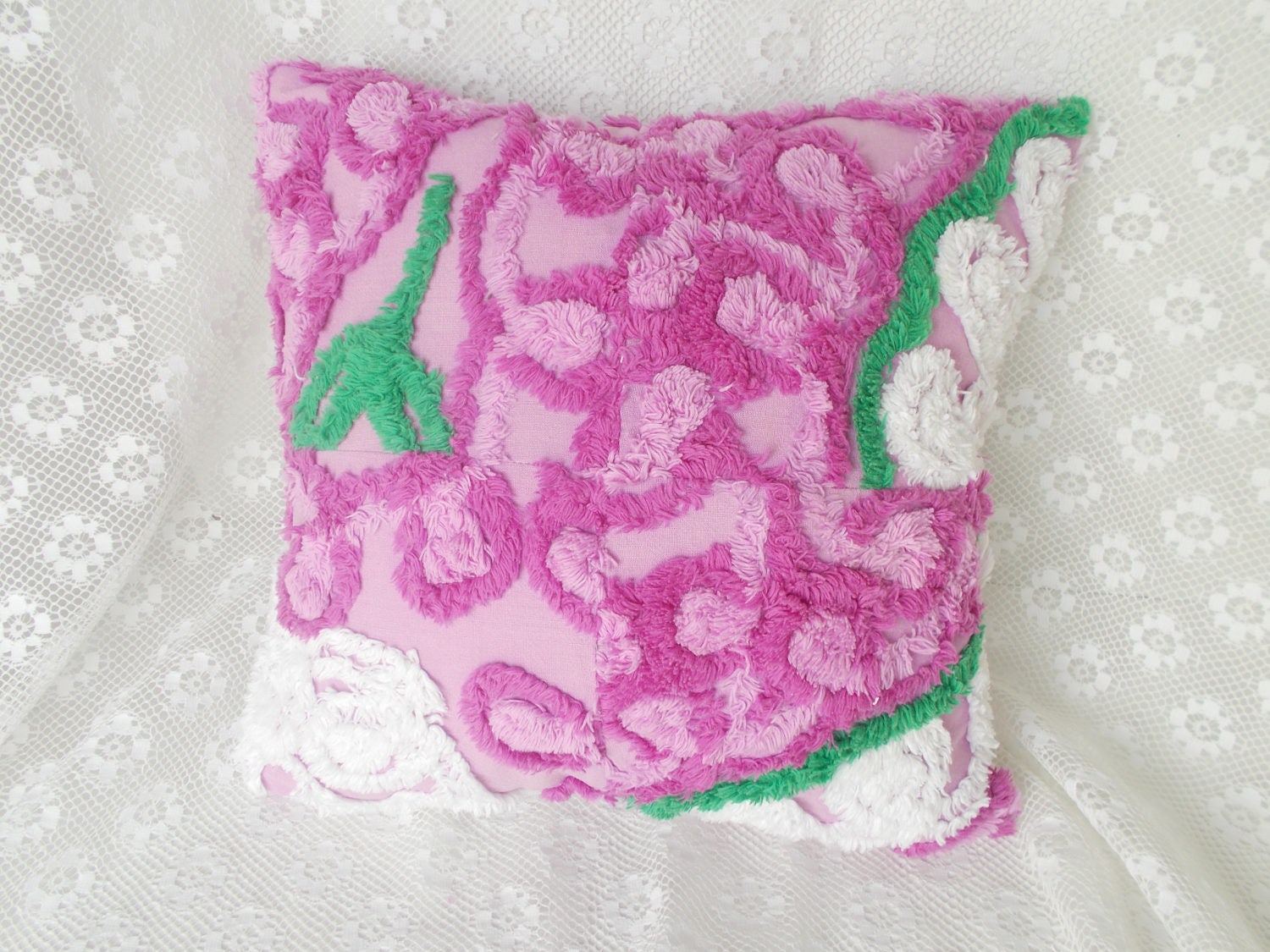 Chenille Pillow Vintage Chenille Pillow Cotton Pillow