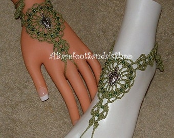 Crochet Barefoot Sandals Gifts Turtle Beachwear Anklet Bracelet Rings Foot Hand Jewelry Shoes Footwear